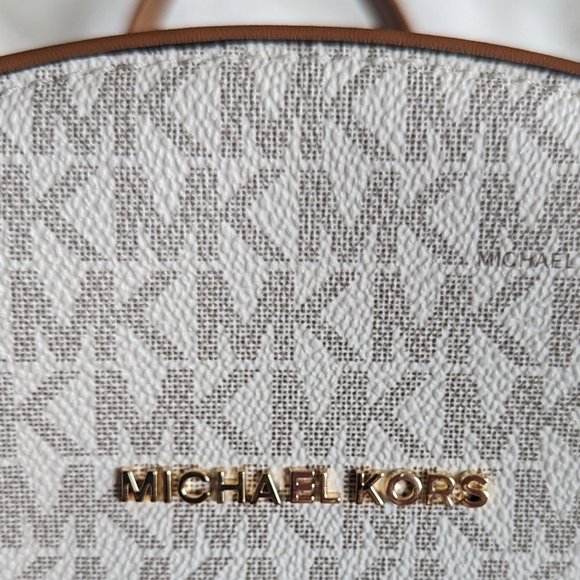 Michael Kors:  Adina Large Logo Backpack - Vanilla/ Acorn main image 4